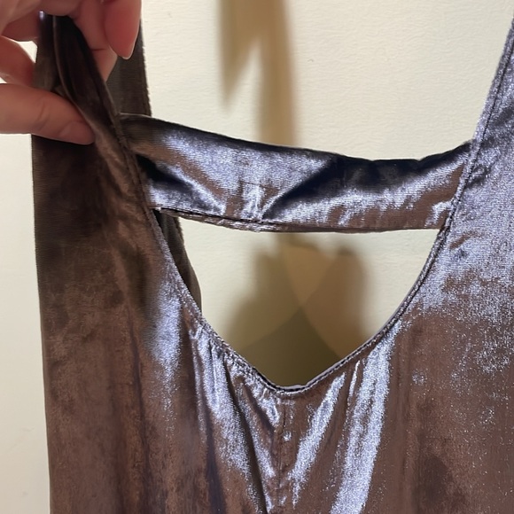 Women’s Anthropologie Maeve Velvet Overalls Romper Jumpsuit Grey Loose - Picture 8 of 8